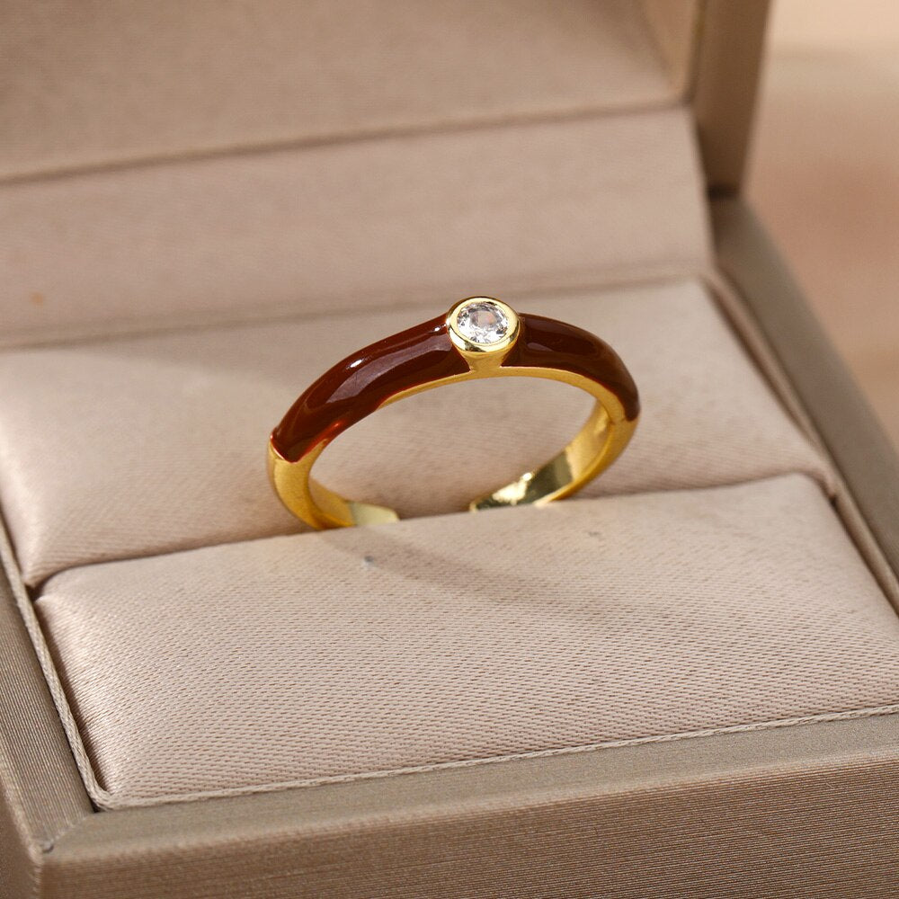 Multicolor Zircon Rings for Women Creative Paint Open Adjustable Ring Geometry Irregular 2023 Trend Couple Jewerly Accessories