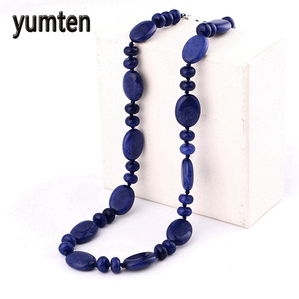 Multicolor necklace unique 8mm natural stone long tassel necklace women meditation necklace knotted pearl yoga necklace jewelry
