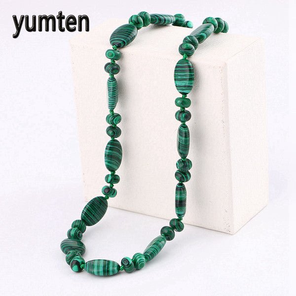 Multicolor necklace unique 8mm natural stone long tassel necklace women meditation necklace knotted pearl yoga necklace jewelry