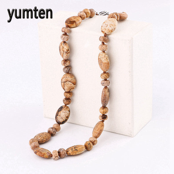 Multicolor necklace unique 8mm natural stone long tassel necklace women meditation necklace knotted pearl yoga necklace jewelry