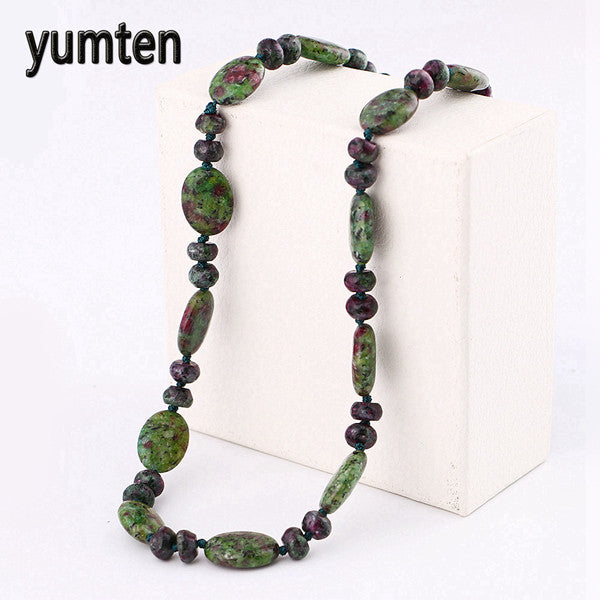 Multicolor necklace unique 8mm natural stone long tassel necklace women meditation necklace knotted pearl yoga necklace jewelry