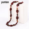 Multicolor necklace unique 8mm natural stone long tassel necklace women meditation necklace knotted pearl yoga necklace jewelry