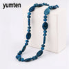 Multicolor necklace unique 8mm natural stone long tassel necklace women meditation necklace knotted pearl yoga necklace jewelry