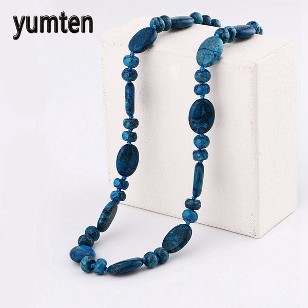 Multicolor necklace unique 8mm natural stone long tassel necklace women meditation necklace knotted pearl yoga necklace jewelry