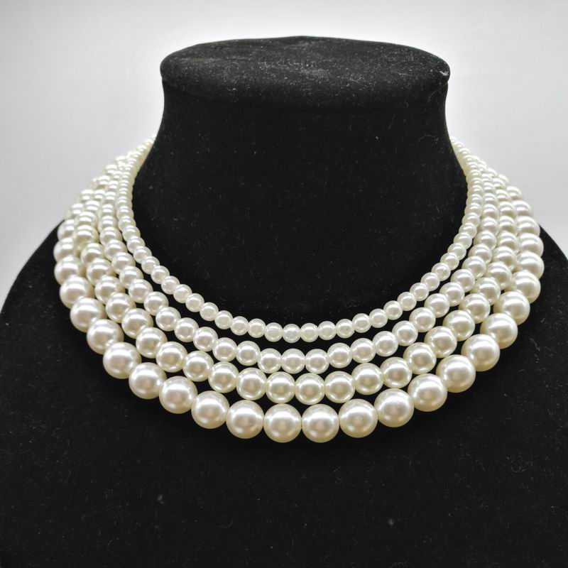 Multilayer Big Small Simulated Pearl Choker Necklace Women Statement Torques Fashion Jewelry Bijoux Femme Gifts Wholesale