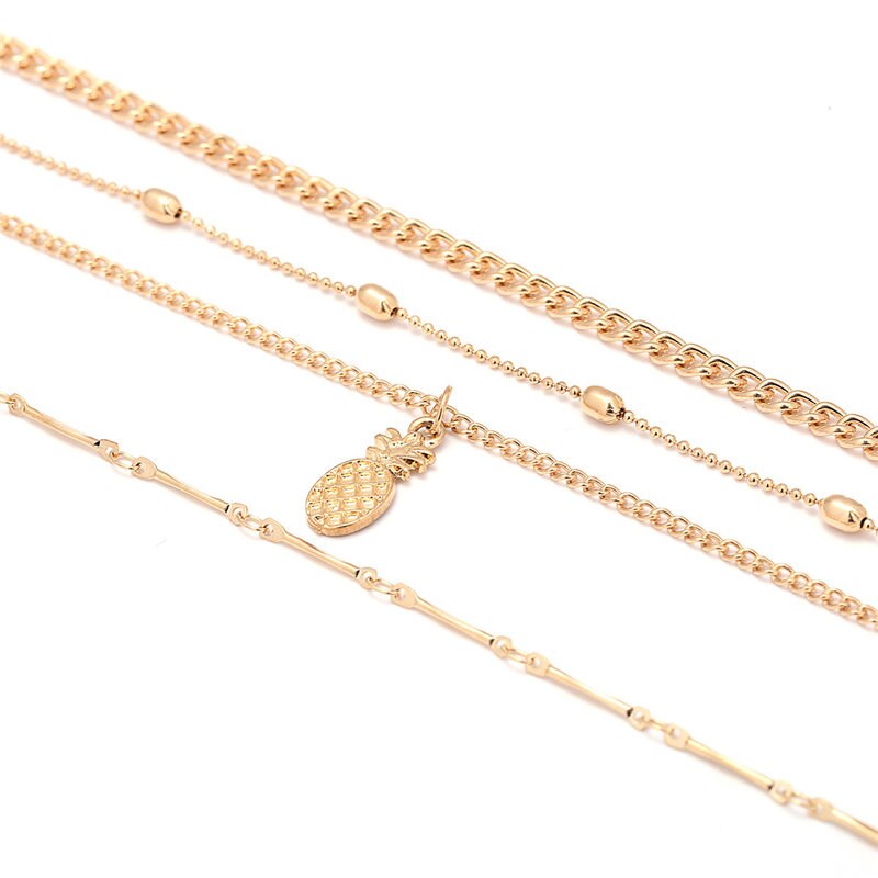 Multilayer Gold Color Chain Choker Necklaces For Women Ethnic Jewelry Punk Pineapple Pendant Necklace Femme Bijoux