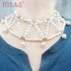 Multilayer Layered White pearl necklace Choker women girl golden short Crude Hyperbole pearl beads chokers necklaces