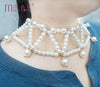 Multilayer Layered White pearl necklace Choker women girl golden short Crude Hyperbole pearl beads chokers necklaces