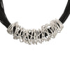 Multilayer Leather Rope Chokers Necklace Elegant Hollow Out Iron Wire Circle Necklace for Women