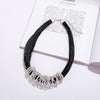 Multilayer Leather Rope Chokers Necklace Elegant Hollow Out Iron Wire Circle Necklace for Women