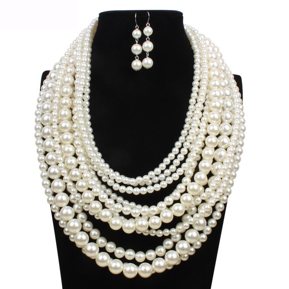 Multilayer Pearl Exaggerated Long Sweater Chain Item Girl Women Banquet 18 Inch Charming Necklace Jewelry Accessories