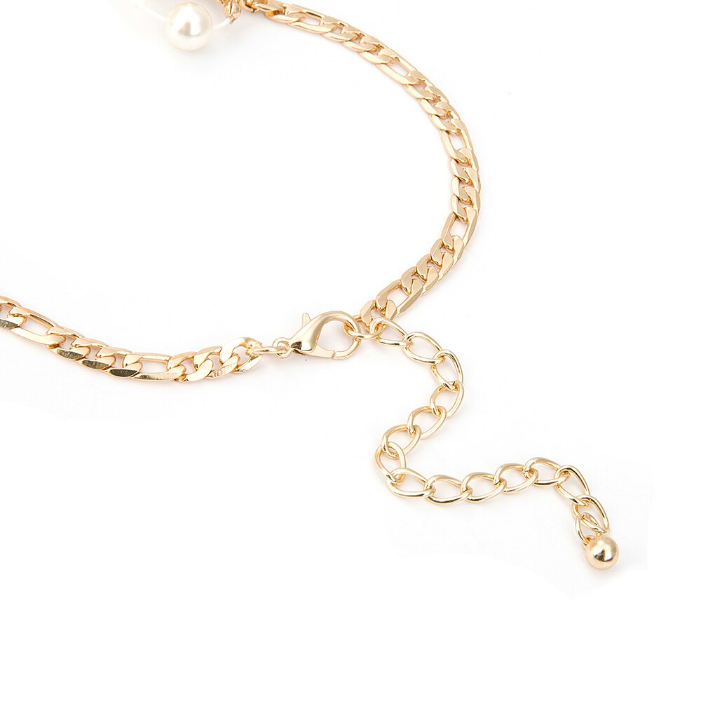 Multilayer Simulated-pearl CCB Beads Chokers Necklaces For Women Gold/Silver Color Metal Chain Choker Necklace Bijoux