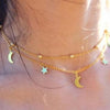 Multilayer Star Moon Necklace Women Charm Choker Short Chain Stainless Steel Double Clavicle Chain Jewelry For Girlfriends Gifts
