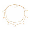 Multilayer Star Moon Necklace Women Charm Choker Short Chain Stainless Steel Double Clavicle Chain Jewelry For Girlfriends Gifts