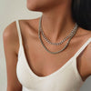 Multilayer Thick Chunky Necklace Ladies Collar Curb Cuban Aluminum Chain Hip Hop Metal Clavicle Necklaces Charm Girl Jewelry