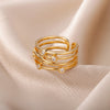 Multilayer Winding Line Zircon Rings For Women Open Adjustable Stainless Steel Geometry Ring 2023 Trend Jewerly anillos mujer