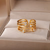 Multilayer Winding Line Zircon Rings For Women Open Adjustable Stainless Steel Geometry Ring 2023 Trend Jewerly anillos mujer