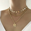 Multilevel Elegant Gold Map Pendant Jewelry For Women Wedding Tassel Star Chain Choker Necklaces N0274