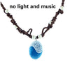Music And Led Light Moana Ocean Rope Chain Princess Necklaces Pendant Blue Stone Movie Figures Action Gift