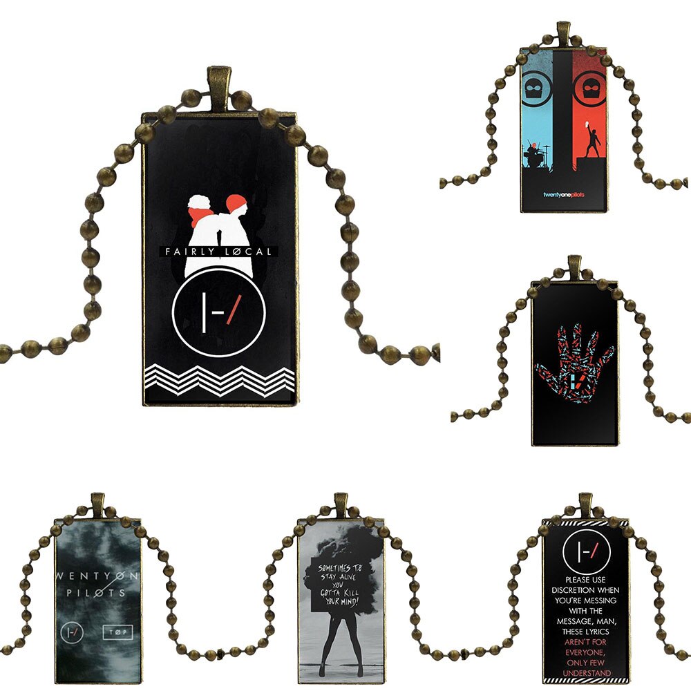 Music Band 21 Twenty One Pilots Glass Cabochon Pendant Rectangle Necklace Choker Necklace Jewelry For Women Girl Gift