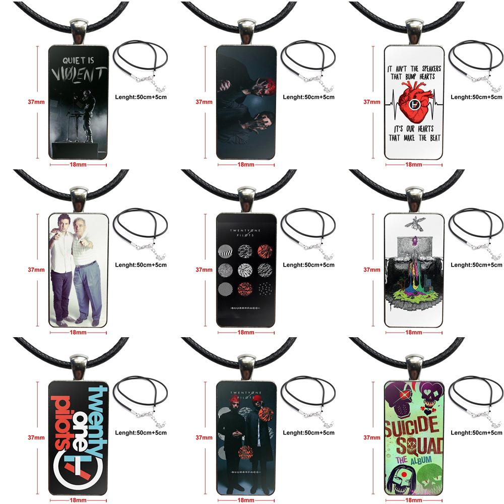 Music Band 21 Twenty One Pilots Fundas Glass Cabochon Pendant Necklace Rectangle Necklace For Schoolgirl Maxi