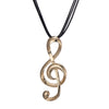 Music Note Women Necklace Leather Chain Silvery Big Pendant Gothic Style Necklace for Women Jewelry Girl Christmas Party Gift