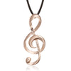 Music Note Women Necklace Leather Chain Silvery Big Pendant Gothic Style Necklace for Women Jewelry Girl Christmas Party Gift