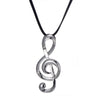 Music Note Women Necklace Leather Chain Silvery Big Pendant Gothic Style Necklace for Women Jewelry Girl Christmas Party Gift