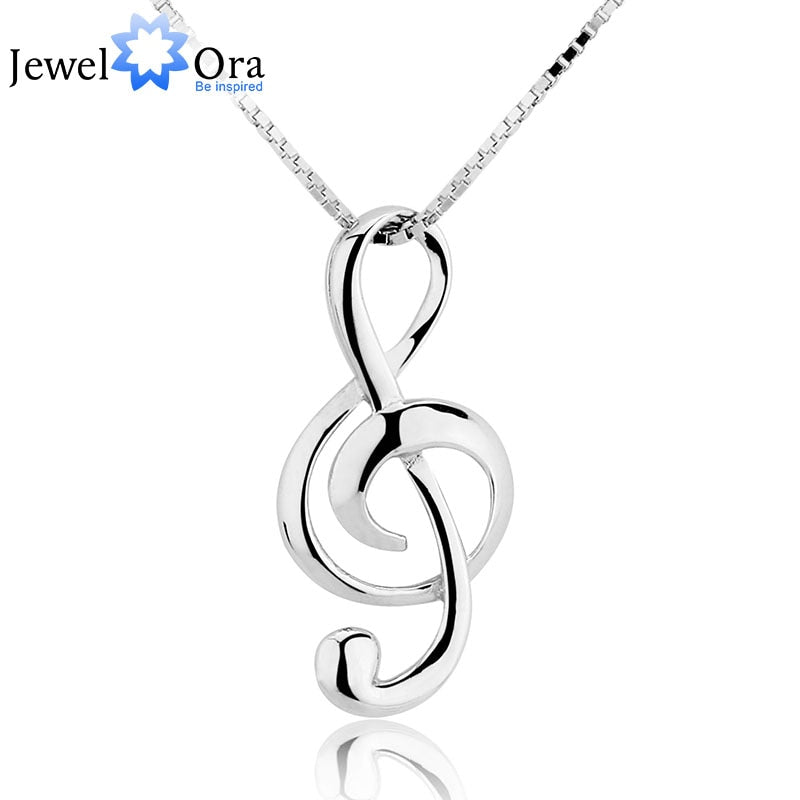 Musical Note Necklaces & Pendants Wedding Jewelry Elegant Women 925 Sterling Silver Necklace Gifts For Her ( NE100355)