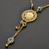 Muslim Islam Allah Chain Necklace Gold Turkey Blue Eye Fatima Palm Necklac for Women Jewelry  Good Luck