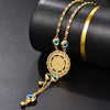 Muslim Islam Allah Chain Necklace Gold Turkey Blue Eye Fatima Palm Necklac for Women Jewelry  Good Luck