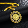 Muslim Islamic Rune Round Pendant Necklace Women's Necklace Metal Crystal Inlaid Sweater Chain Accessories Party Jewelry