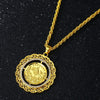 Muslim Islamic Rune Round Pendant Necklace Women's Necklace Metal Crystal Inlaid Sweater Chain Accessories Party Jewelry
