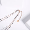 Mutiple Heart Stainless Steel Necklace Rose Gold Silvery Double Layer Black Beads Chain Love Pendant Necklaces for Women Jewelry