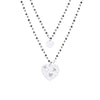 Mutiple Heart Stainless Steel Necklace Rose Gold Silvery Double Layer Black Beads Chain Love Pendant Necklaces for Women Jewelry