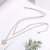 Mutiple Heart Stainless Steel Necklace Rose Gold Silvery Double Layer Black Beads Chain Love Pendant Necklaces for Women Jewelry