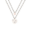 Mutiple Heart Stainless Steel Necklace Rose Gold Silvery Double Layer Black Beads Chain Love Pendant Necklaces for Women Jewelry