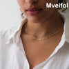 Mveifol Stainless Steel Paperclip Necklace Dainty Square Link Paper Clip Chain Choker Necklace for Women Collar Collier Jewelry