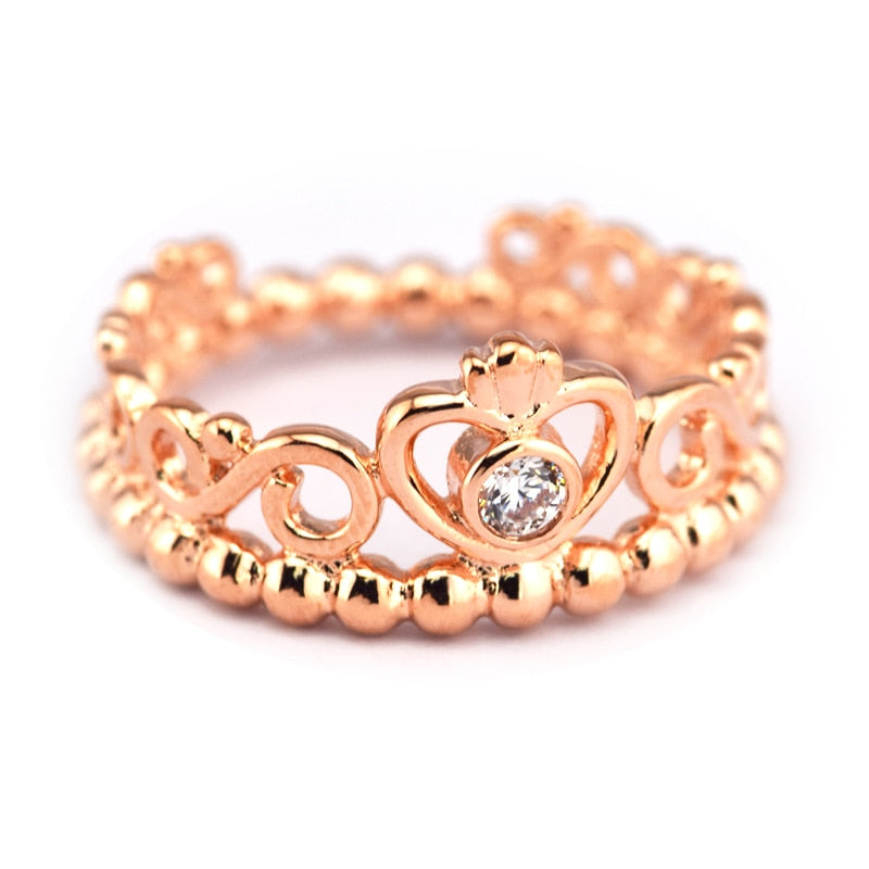 My Princess Tiara Ring 100% 925 Sterling Silver Jewelry Clear CZ Rose Color Rings for Women Wedding Gift Fine Europe Jewelry