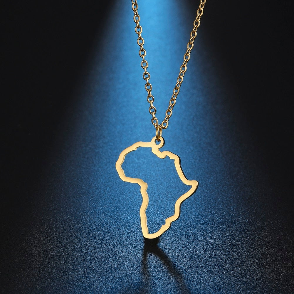 My Shape African Map Pendant Choker Necklaces For Women South Africa Stainless Steel Chain Necklace Jewelry gargantilla mujer