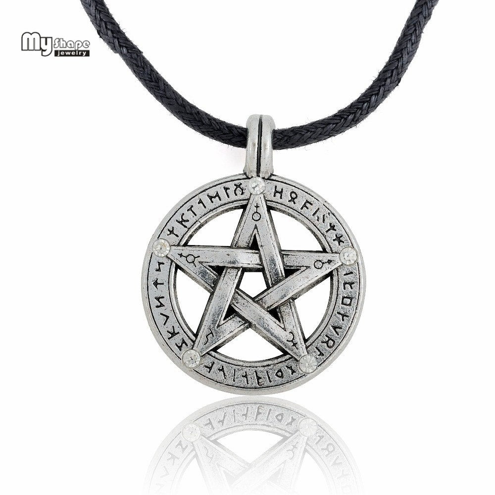 Supernatural Pentacle Hebrew Charm Pentagram Pendant Statement Necklace Men Star Amulet Chain Talisman Necklaces