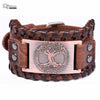 Tree of Life Vintage Wrap Leather Man Bracelets With Antique Bronze Metal Charm Viking Bracelet Jewelry