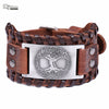 Tree of Life Vintage Wrap Leather Man Bracelets With Antique Bronze Metal Charm Viking Bracelet Jewelry