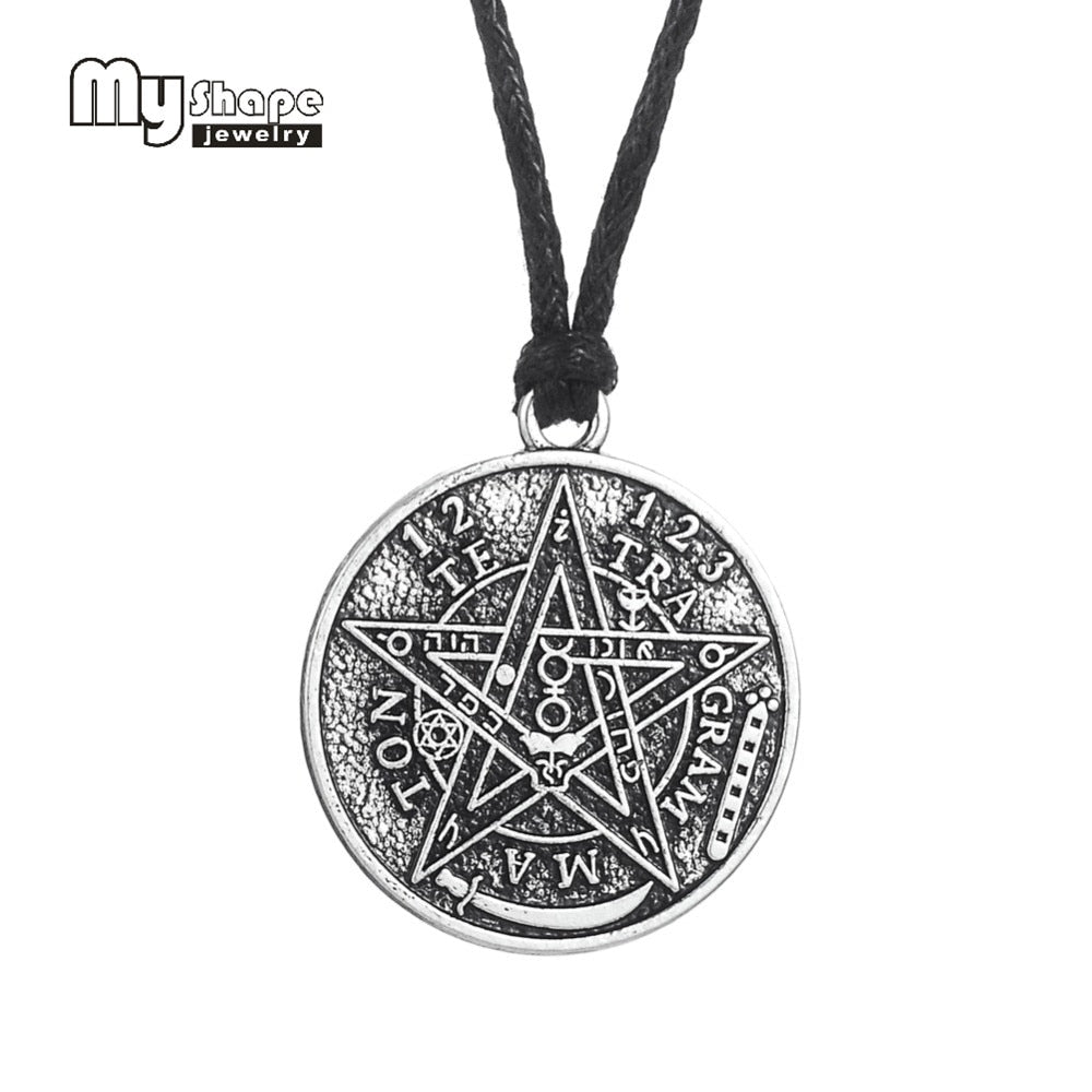 My shape Antique Tetragrammaton Pentacle Pentagram Pendant Charm Necklace Wiccan Talisman Pagen Amulet Jewelry