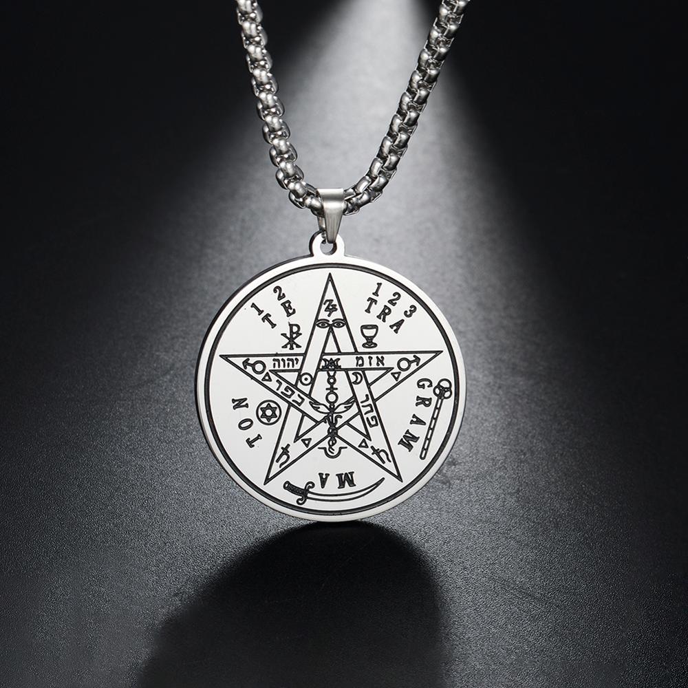 My shape Antique Tetragrammaton Pentacle Pentagram Pendant Charm Necklace Wiccan Talisman Pagen Amulet Jewelry