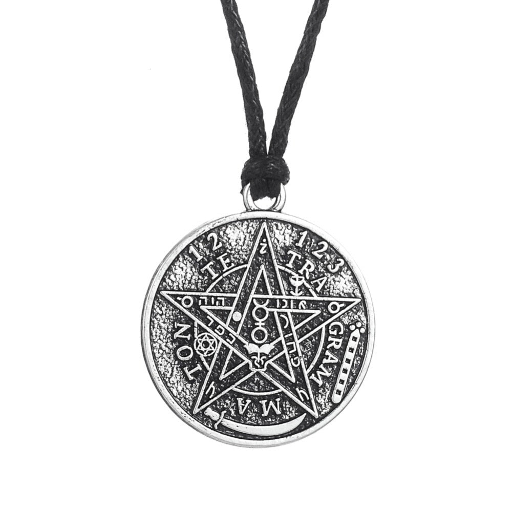 My shape Antique Tetragrammaton Pentacle Pentagram Pendant Charm Necklace Wiccan Talisman Pagen Amulet Jewelry