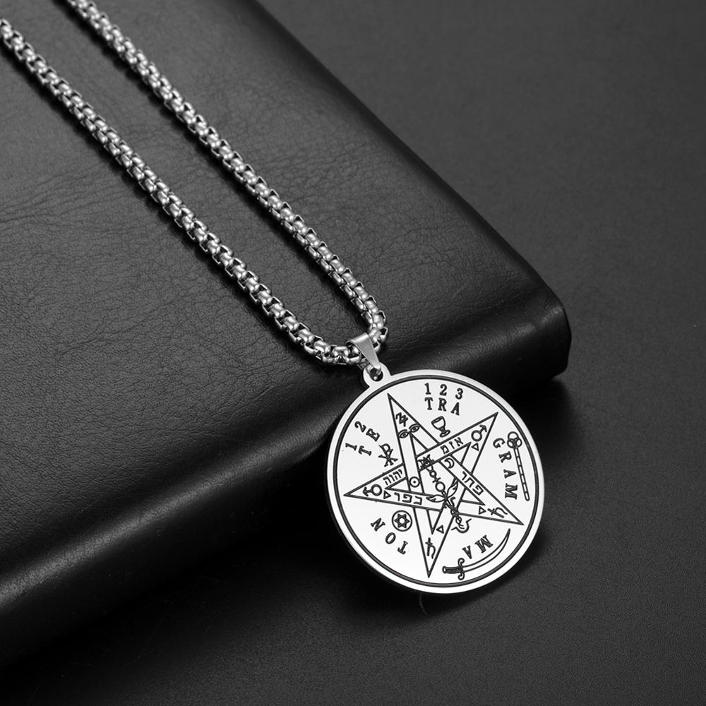 My shape Antique Tetragrammaton Pentacle Pentagram Pendant Charm Necklace Wiccan Talisman Pagen Amulet Jewelry