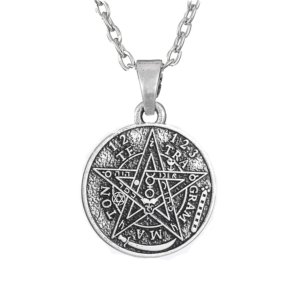 My shape Antique Tetragrammaton Pentacle Pentagram Pendant Charm Necklace Wiccan Talisman Pagen Amulet Jewelry
