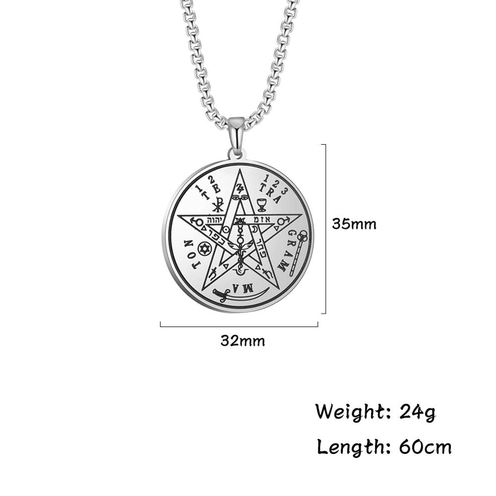 My shape Antique Tetragrammaton Pentacle Pentagram Pendant Charm Necklace Wiccan Talisman Pagen Amulet Jewelry