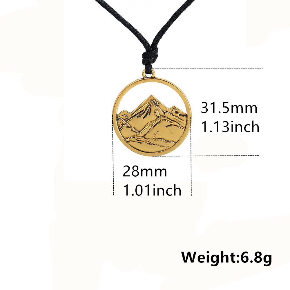 My shape landscape mountains and rivers Scenery Long necklace Adjustable wax cord Chain Setting Hollow Out Pendant Accessories